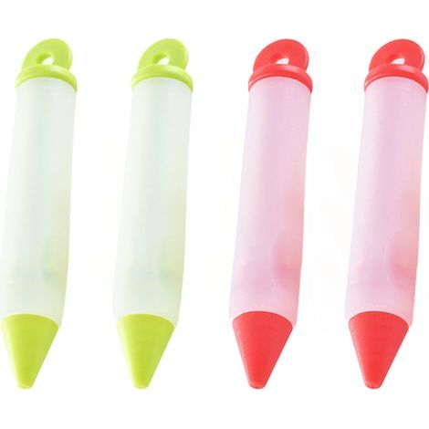 Cake Decorating Pen - Food-Grade Silicone - 4 Colors with Piping Tips - for Cakes Cookies Pastries - Set of 4 (1/4)