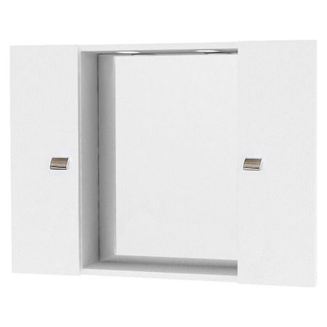 Mobile bagno 2 ante bianche con specchio e illuminazione