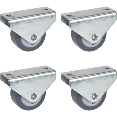 Dörner + Helmer Set di 4 ruote fisse per mobili, 30 mm, con piastra in TPE senza lasciare traccia, portata 105 kg/set (1/3)