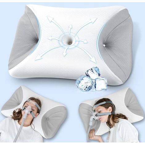 Memory Foam CPAP Pillow Reduces Face Mask Pressure and Air Leaks, Side Sleeping Pillow for All CPAP Masks, with Cooling Pillowcase (1/5)