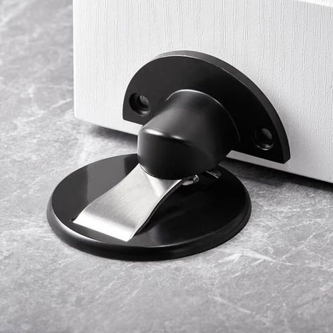 2windeal® Arrêt Porte magnétique Butée Porte au sol adhésif ou cloué anti-collision en alliage de zinc Noir