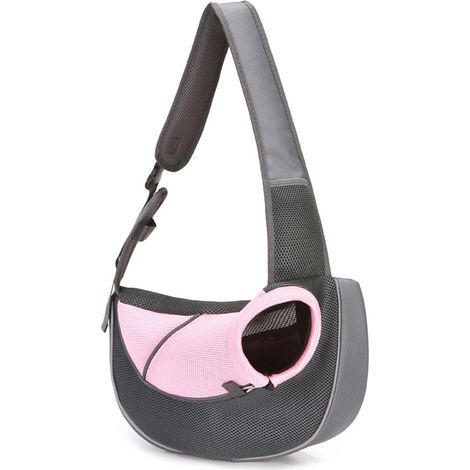 Bolso bandolera para gatos y perros, malla transpirable, cremallera reforzada, compartimento para el teléfono, ideal para viajes. (1/5)