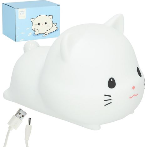 Silikon nachtlicht weie rgb katze im liegen
