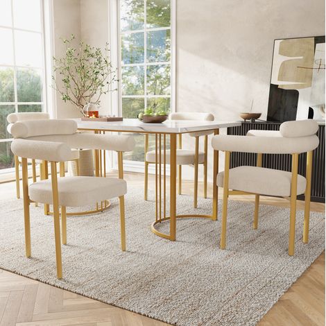 Sillón comedor ergonómico metal beige 70x62x84 cm OKMYHOME (1/4)