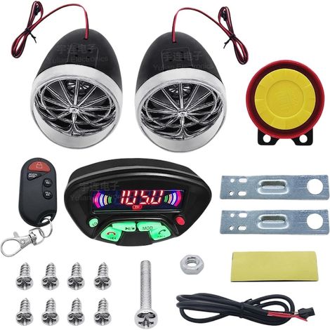 Système audio pour moto, Bluetooth, étanche, lecture MP3 et FM, 12 V (1/5)