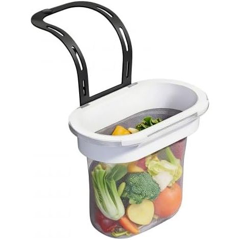 JSSEVN Spülbecken-Sieb, Spülbecken-Sieb mit Filter, faltbares Hängesieb, Spülbeckenfilter mit 50 Filterbeuteln und 1 Halter (1/5)