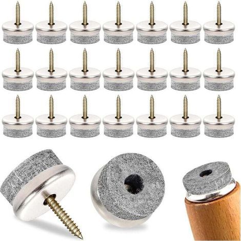 50 Pièces Tampon Chaise, 22mm Patins en Feutre avec Vis, Protection Pied de Chaise pour Réduire Les Rayures, Le Bruit, pour Meubles Chaises Stratifié Parquet Carrelage (Gris) (1/4)