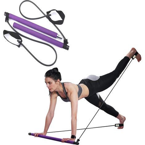 Barre de yoga et de Pilates avec bandes de résistance Kit d'exercice portable pour tonifier et sculpter votre silhouette à domicile Équipement tout-en-un pour un entraînement complet du corps (1/5)