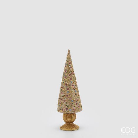 EDG Enzo De Gasperi Decoro Decoglitter Pino e di Natale H 33 Cm D 10 Cm Poliresina Rosa Chiaro (1/4)