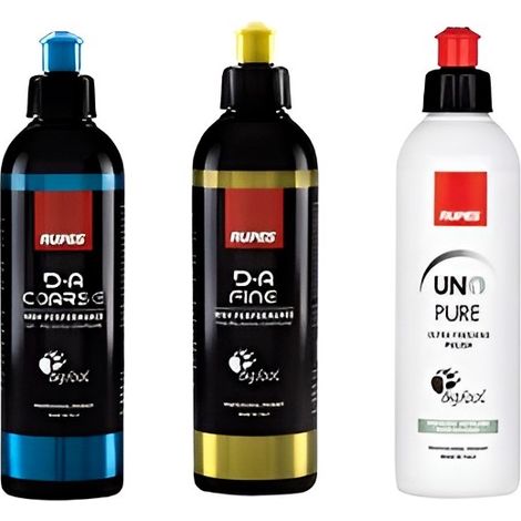 RUPES DA Coarse + Rupes DA Fine Pasta Lucidante + Rupes UNO Pure (3 x 250 ml) Sistema di lucidatura a 3 fasi
