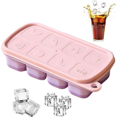 Bac à glaçons en silicone  Bac à glaçons réutilisable avec couvercles, moule à glaçons carré pour un démoulage facile, idéal pour les friandises