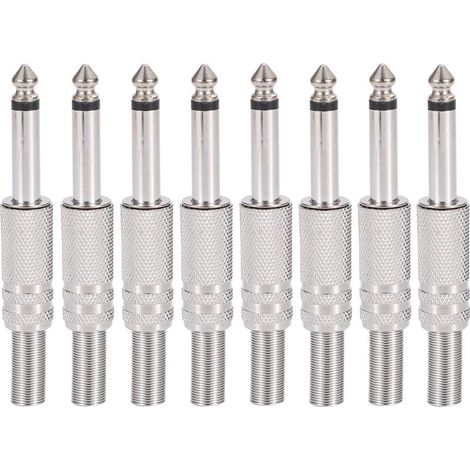 8 pièces Prise audio,Connecteur jack 6,35mm,Mono TS,Souder,Câble guitare haut-parleur microphone (1/5)