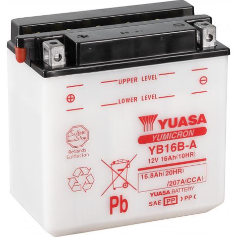 Batterie moto YUASA YB16B-A 12V 16.8AH 207A (1/6)