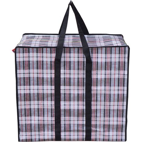Grand sac de rangement noir avec fermeture éclair résistante  peut servir de sac organisateur, de sac de déménagement, de sac étanche, de sac fourre-tout ou de sac de camping  convient pour ranger v (1/5)