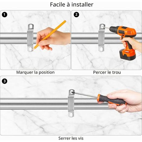 colliers tube carré, collier de serrage 40x40 mm en acier inoxydable 304, pour fenêtres et conduites (1/2)