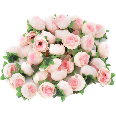 50 têtes de pivoines en rayonne, têtes de fleurs artificielles, petits chrysanthèmes, petits œillets, fleurs en soie, fausses fleurs, petites têtes de fleurs, rideaux perlés à faire soi-même, couronne (1/4)