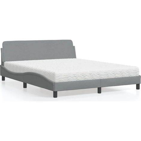 Bett mit Matratze "Dover" Hellgrau 160x200 cm Stoff (1/5)