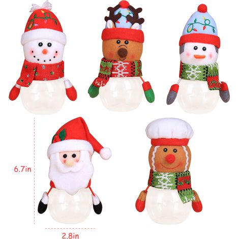 Boîte à bonbons de Noël mignonne, décoration, pot à bonbons en plastique transparent, porte-bouteilles, décoration de Noël (1/5)