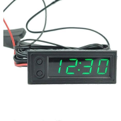 Thermomètre voltmètre voiture 12V 3 en 1 jauge horloge électronique LED affichage numérique (1/4)