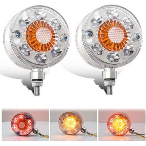 Biqing 2PCS 3 inch Rond Double Face Garde-boue Clignotants Indicateur pour Remorque,12V/24V Feu LED Remorque Feux Latéraux à LED Rouge Jaune pour Semi-Remorques Tracteurs (1/5)