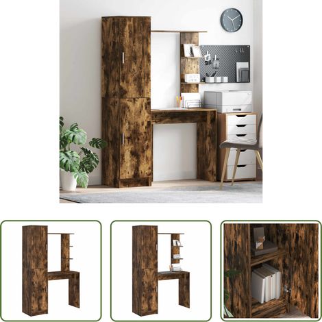 Bureau moderne - Bureau 2 pcs Chêne fumé (1/5)