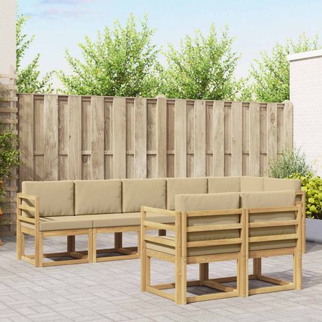 vidaXL Outdoor-Sofagarnitur 8 Stk. Weiß und Beige Polyester (1/5)