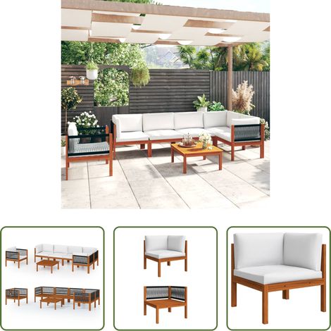 vidaXL Gartenlounge - 7-teiliges Garten-Lounge-Set mit Kissen Creme 63 x 63 cm (1/5)