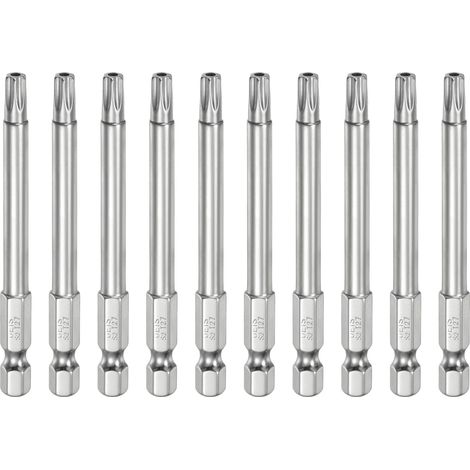 10Pcs T27 Embout Tournevis Torx 1/4" Hex Shank Longueur 3" (75mm) (1/5)