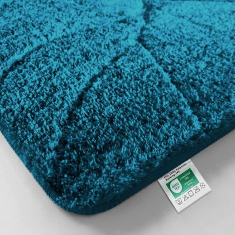 Tapis de bain Maris Tapis de bain moelleux avec structure en feuilles Turquoise 80 x 150 cm (1/5)