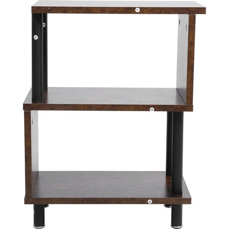 Tavolo d'Appoggio S Design a 3 Ripiani – Legno e Metallo Acciaio Inox, Carico 9kg – Elegante e Compatto 24x38x52cm – Ideale per Salotto, Ufficio e Corridoio (1/5)