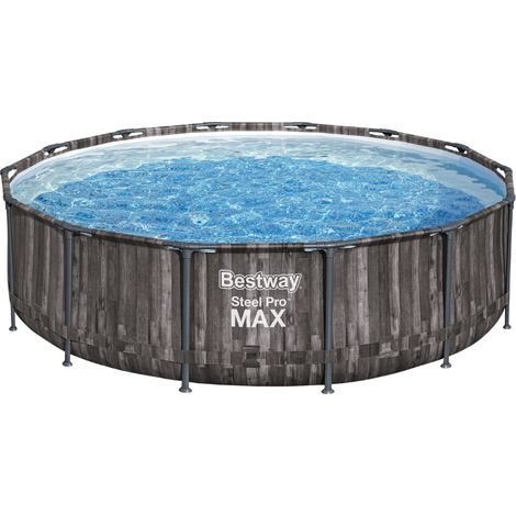 Bestway Piscine hors sol tubulaire ronde Bestway Steel Pro Max 427 x 107 cm décor bois (1/5)