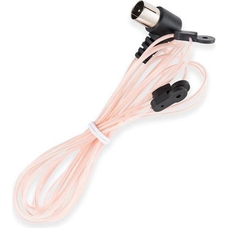 Pinkfarbene FM-Zimmerantenne, T-Stecker-/F-Steckeradapter, 2 Meter, kompatibel mit Stereo-Receivern, Heimverstärkern und Autoradios. (1/5)