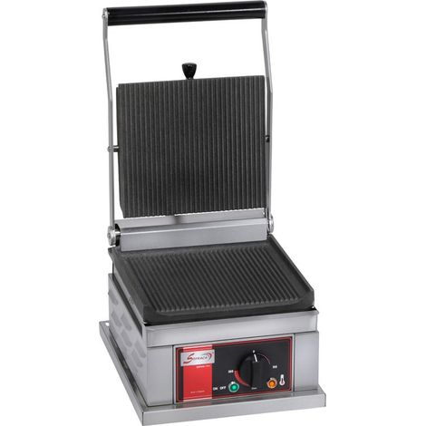 Grill panini simple - Petit modèle - 2 plaques rainurées - long. 295 mm - Sofraca (1/5)