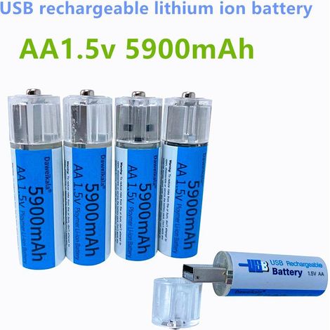 Wiederaufladbare AA-Batterie 1,5 V, Größe 5 (AA), 5900 mAh, USB-Schnittstelle. (1/4)