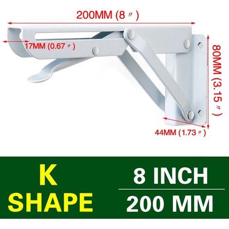 (Blanc 20 cm - Espagne) 2 équerres pliantes triangulaires pour étagère, support robuste, réglables, fixation murale, banc, table, quincaillerie pour meubles (1/5)