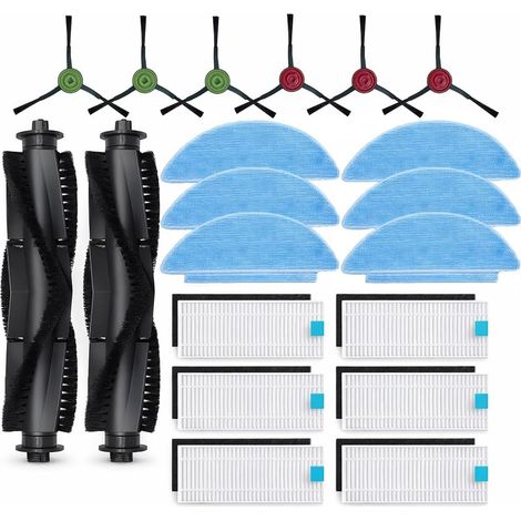 Kit Accessories Spare Parts for SL60D, for Q6 SE, for L9000, L8000 Robot Vacuum Cleaners, 2 Main Brushes, 6 Side Brushes, 6 Filters, 6 Mop Wipes (1/5)