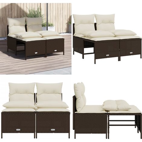 4-tlg. Garten-Sofagarnitur mit Kissen Braun Poly Rattan - Gartenmöbel - Sofa Set - Rattan Gartenmöbel - Gartenlounge - Esszimmerset - Home & Living (1/5)