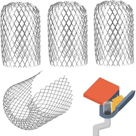 Garde Gouttière - Filtre Tuyau Descente Extensible en Aluminium - Pour Canalisations Rectangulaires ou Circulaires - 2 à 4 Pouces - Lot de 4