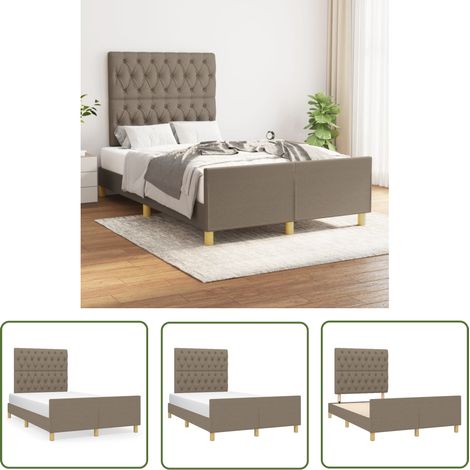 The Living Store Bettgestell ohne Matratze Taupe 120x200 cm Stoff - Bettsofa - Doppelbett - Boxspringbetten - Lattenrost - Kopfteil (1/5)