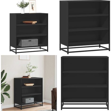 vidaXL Buffet noir 68x35x76 cm bois d'ingénierie et métal (1/5)