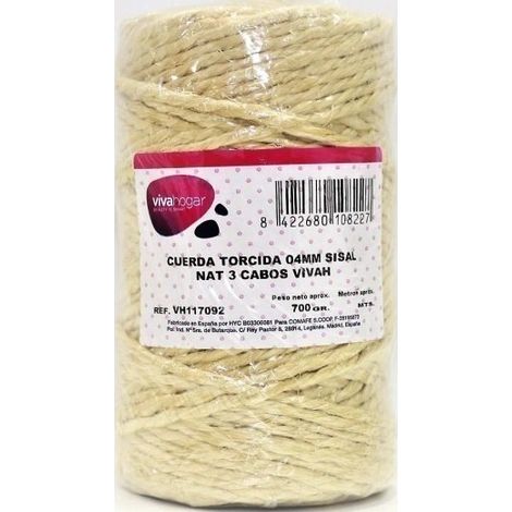 Cuerda Torcida 04Mm Sisal Natural 3 Cabos Vivah 700 Gr