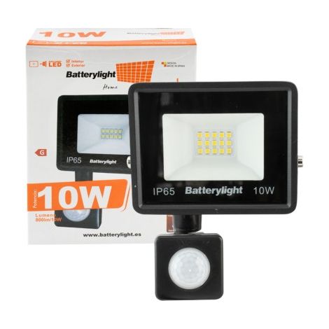 Foco LED negro con sensor IP65 10W 800 lúmenes E-27 - MARCA, diseño basculante y ligero (1/5)