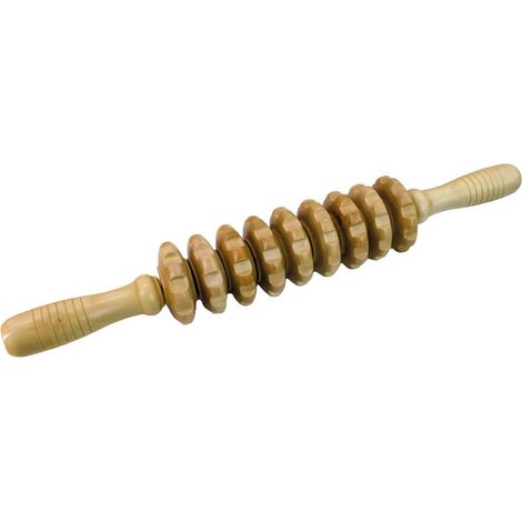 Rouleau de massage anti-cellulite 2 manches, madérothérapie - Bois - 36 cm - Vivezen (1/5)