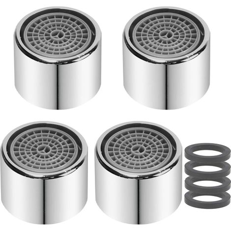 Régulateur de jet Buse mélangeuse aérateur 4 pièces Robinet Bubbler, cartouche mélangeur tamis robinet, bec nid d'abeille du robinet chromé - Filetage interne (M22) (1/4)