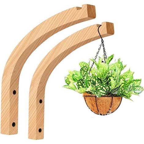 2 Stück Wandhaken für Pflanzen Wandhaken aus Holz Haken zum Aufhängen von Pflanzen Hängekorbhalterungen für Laternen Blumenstützen Windspiele (1/5)