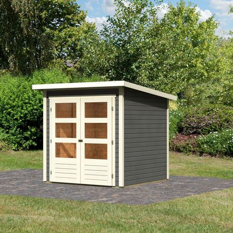 Abri de Jardin Bois Massif 3,46m² Gris Terre Stockach 2 Karibu (1/5)