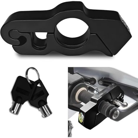 Verrou de moto, antivol robuste pour guidon de vélo, verrouillage de sécurité pour protéger la moto sur moto tout-terrain, cyclomoteur, scooter (noir) (1/5)