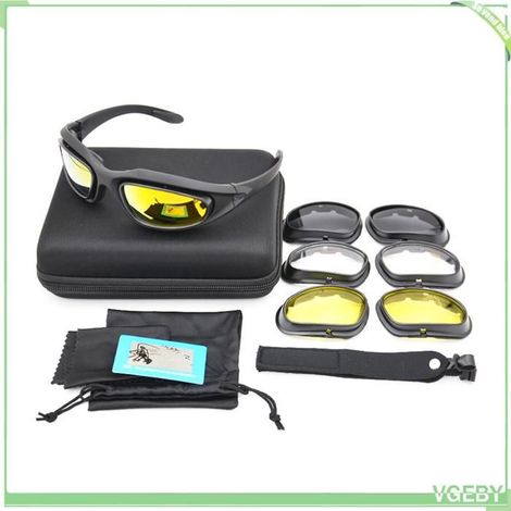 Lunettes tactiques - FAFEICY - C5 - Polarisées UV400 - Kit 4 lentilles - Cadre noir (1/5)