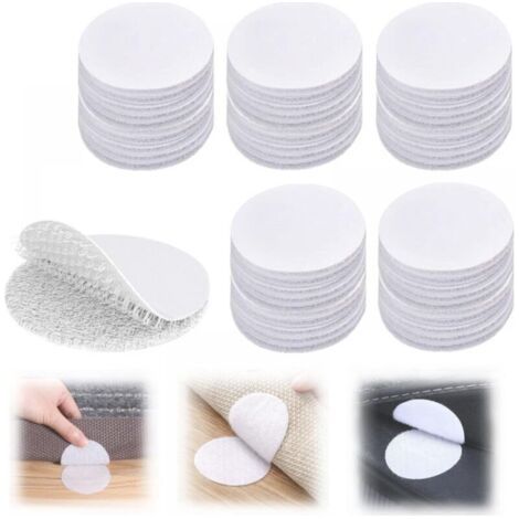 Autocollant Scratch Rond Autocollantes Crochets et Boucles 50 PCS Scratch Adhésif Scratch Autocollant Double Face Pour Voiture, Maison, Murs, Sol, Extra-Fort, Fixation Sans Perçage, Blanc,60mm (1/5)