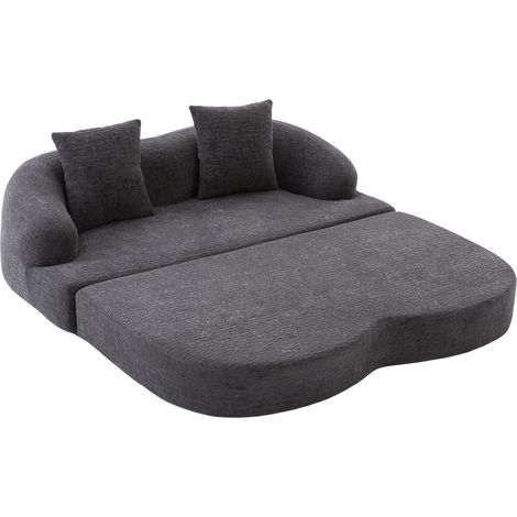 ELVMI Sofá Cama Plegable de 2 Plazas con Dos Cojines, Respaldos Ergonómicos para Salón, Chenilla Gris Oscuro (1/5)